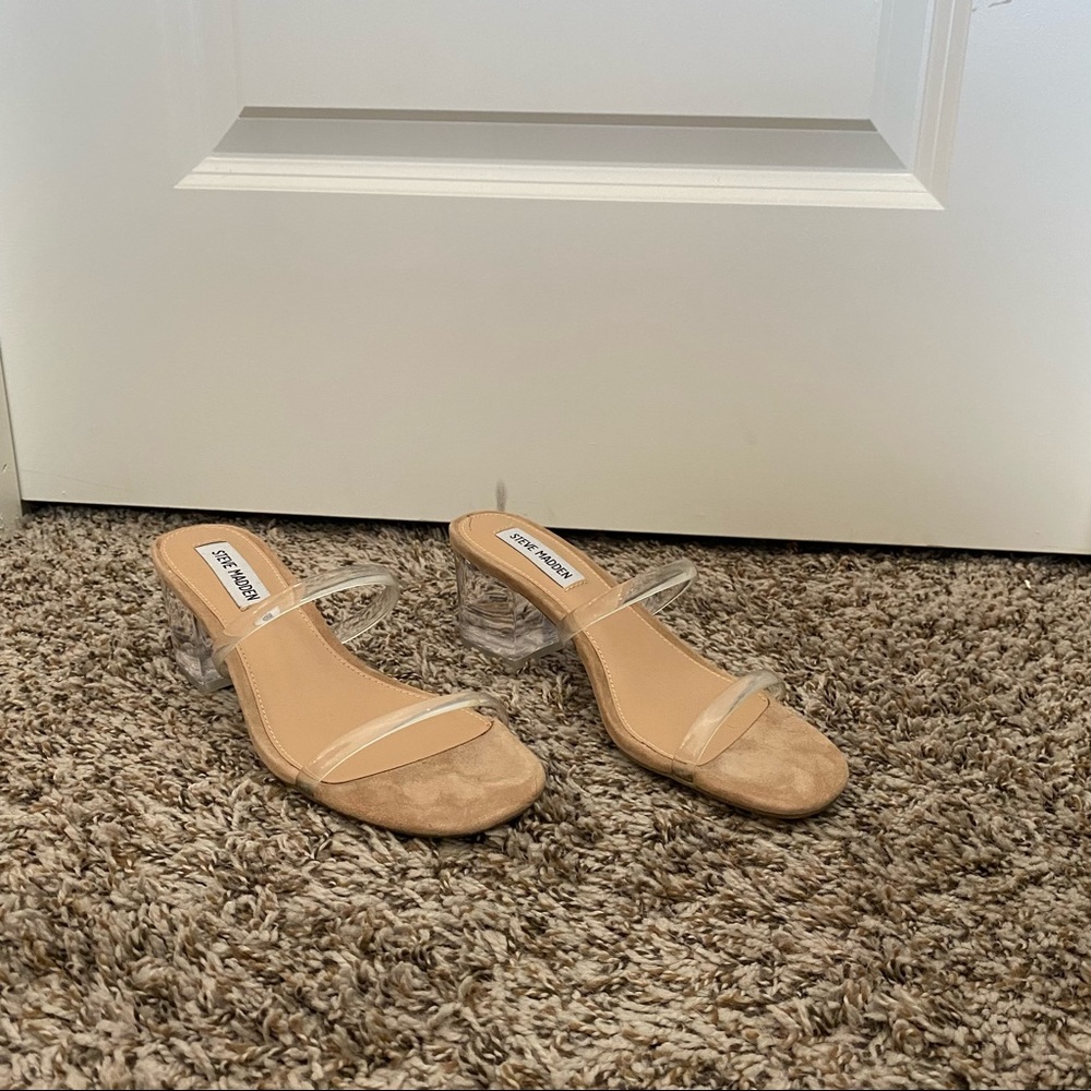Clear Steve Madden block heels in size 7.5, never worn